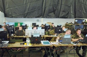 Das Hauptquartier des ARRC bei einer Übung 2010.  Bild: Sgt Chris Hargreaves RLC/SSgt Pomer, Ministry of Defence 2010.